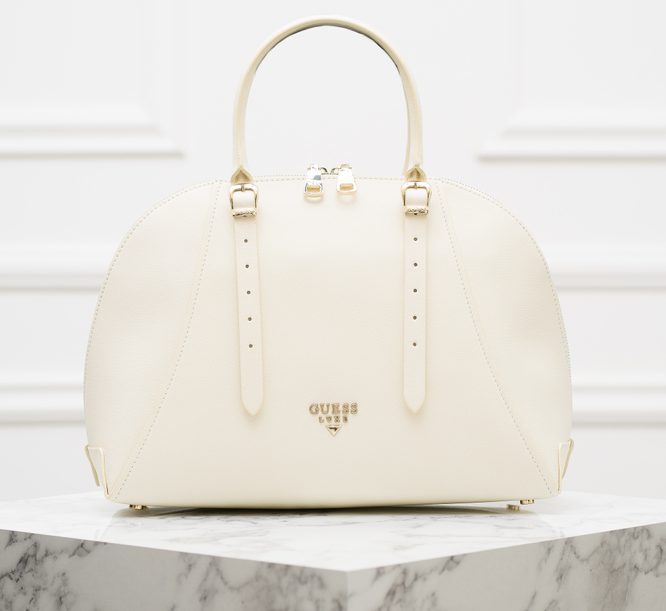 guess white leather purse