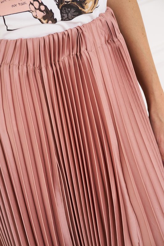 Dámska plisované saténová sukňa - rosa
