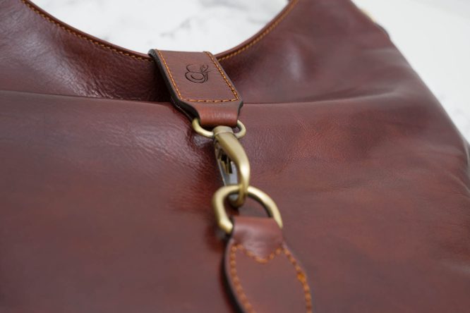 Damska skórzana torebka na ramię Glamorous by GLAM - brązowy