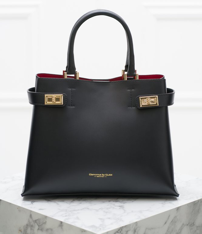 Dámská exkluzivní kabelka se zlatými detaily - černá