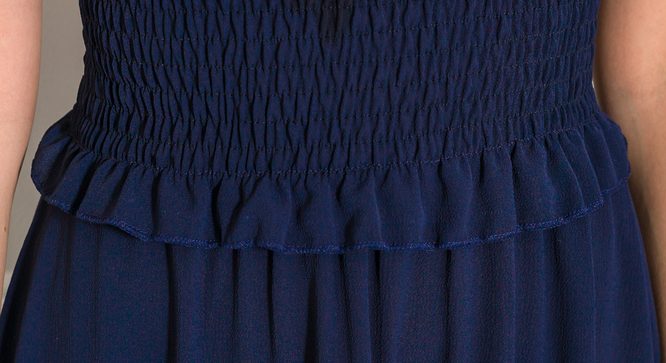 Letné šaty s riasením tmavo modré