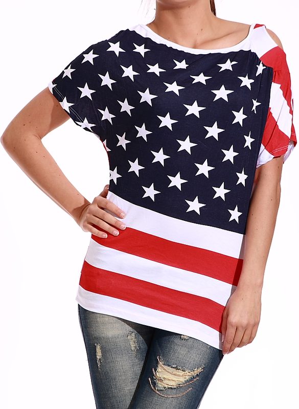 Dámske tričko USA - americká vlajka - Glamorous by Glam - Topy a blúzky -  Dámske oblečenie - GLAM, protože chci být odlišná! - Glamadise.sk