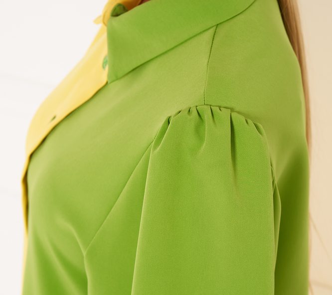 Dámske košeľové šaty žlto - zelené