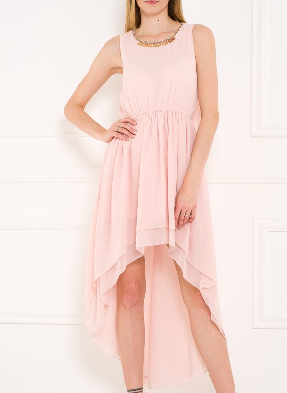 Letné šifónové šaty ružové asymetrické