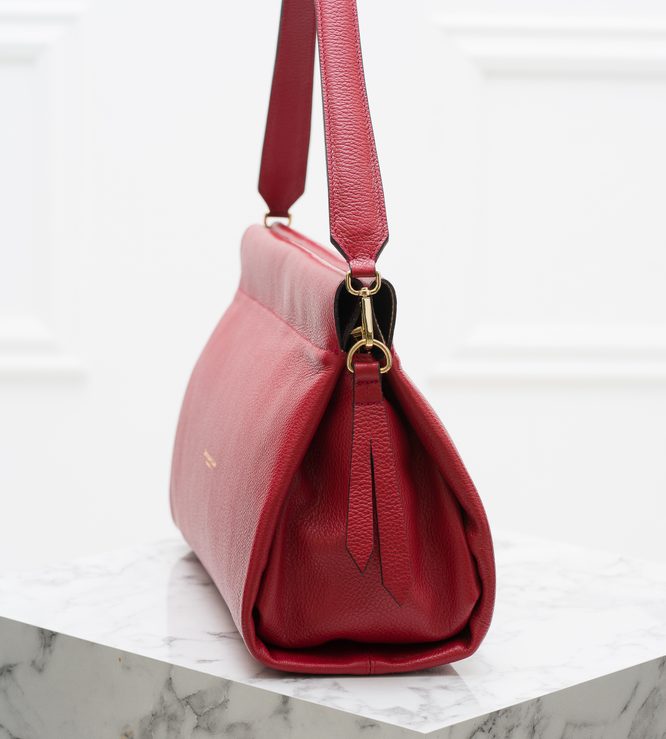 Dámská exkluzivní kožená kabelka s magnety - červená