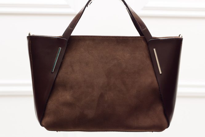 Glamadise.sk - Dámska kožená kabelka brúsená so zdobením - tmavo hnedá -  Glamorous by GLAM - Kožené kabelky - - GLAM, protože chci být odlišná!