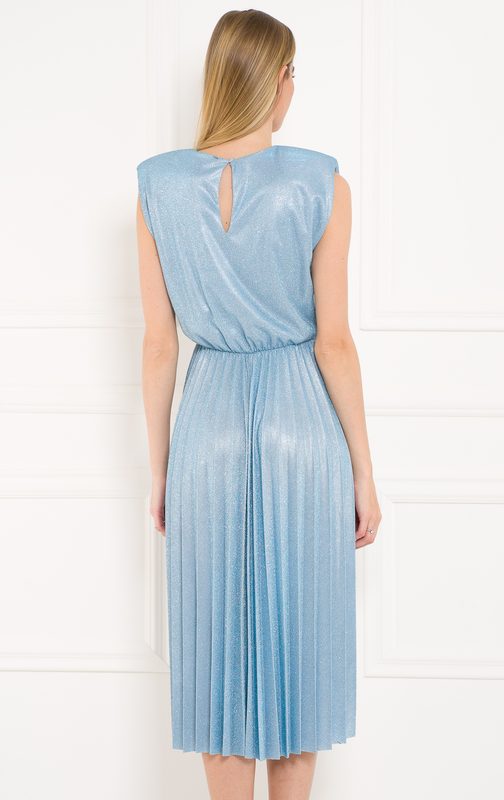 Dámské midi plizované šaty - světle modrá