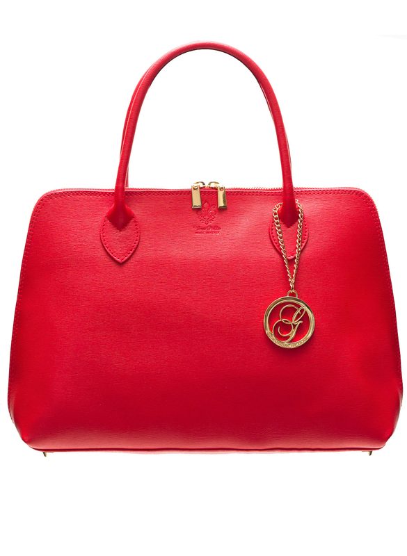 Dámska kožená kabelka zo safiánové kože - červená