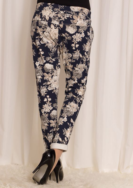 Dámské kalhoty s květinovým vzorem - modré - Glamorous by Glam - Kalhoty -  Jeany a kalhoty, Dámské oblečení - GLAM, protože chci být odlišná!