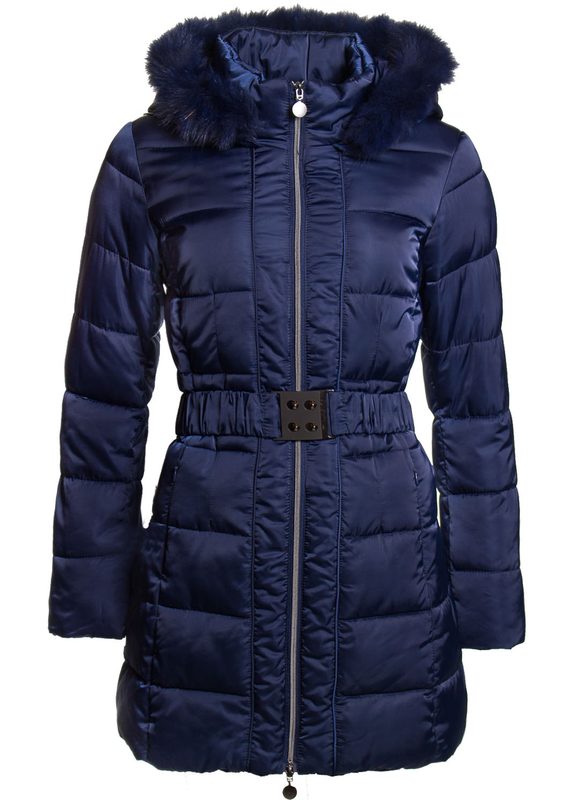 Dámská zimní bunda s páskem s kapucí - modrá - Due Linee - Zimní bundy -  Dámské oblečení - GLAM, protože chci být odlišná!