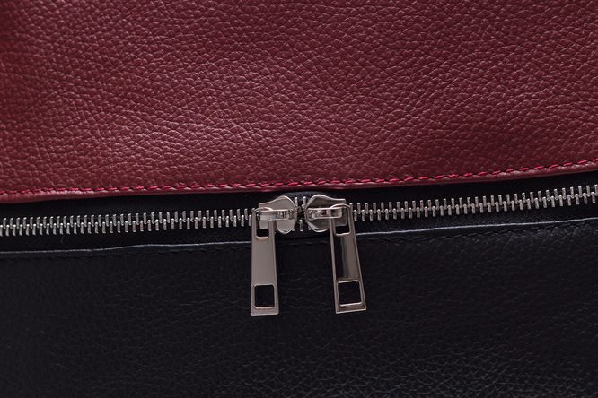 Dámská kožená kabelka na rameno s kapsou na zip - červená