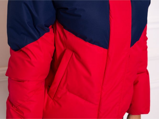 Dámska športová krátka bunda červeno - modrá