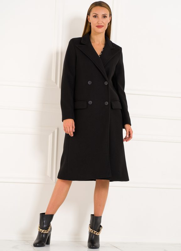 Dámský flaušový dvouřadý kabát - černá - Glamorous by Glam - Kabáty -  Dámské oblečení - GLAM, protože chci být odlišná!