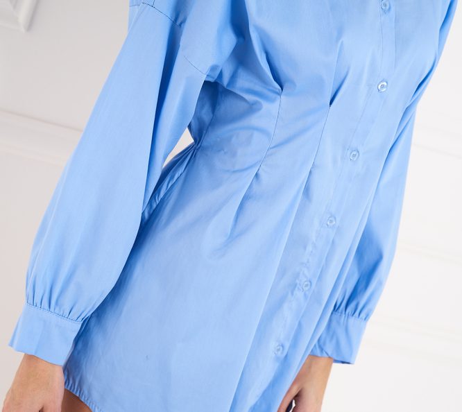Košilové šaty s dlouhým rukávem - světle modrá