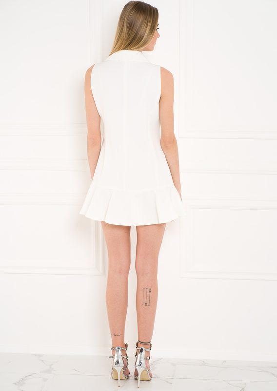 Dámské šaty s dvouřadým zapínáním - bílá
