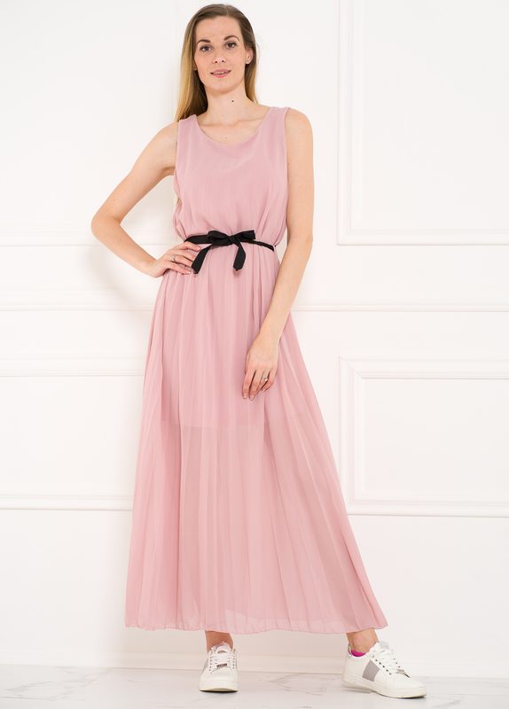Dlhé šaty svetlo ružové plisované