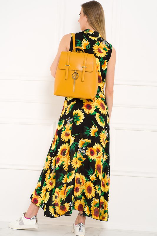 Dámské letní šaty s květinami černo-žluté