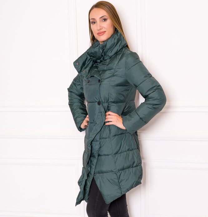 Dámska zimná bunda s jemným vzorom - zelená