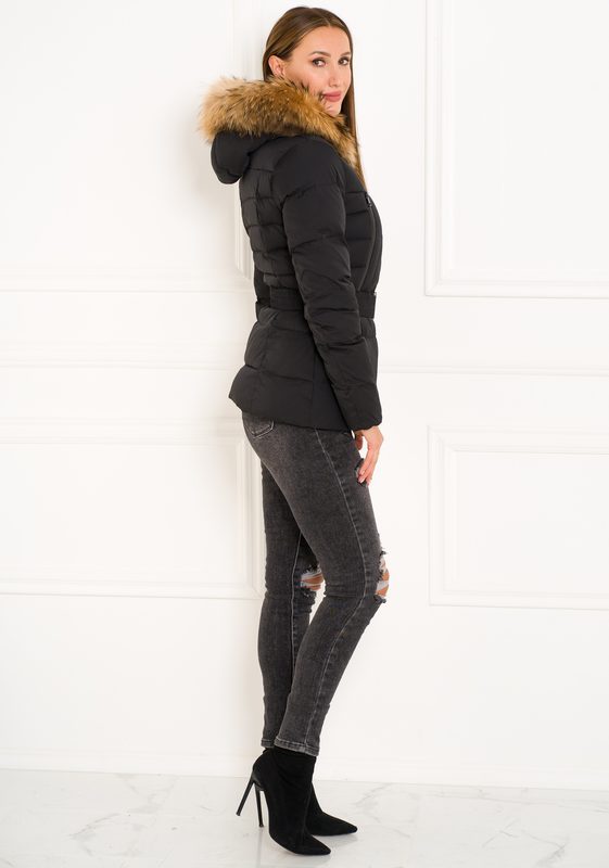 Winter jacket with real fox fur Due Linee - Black