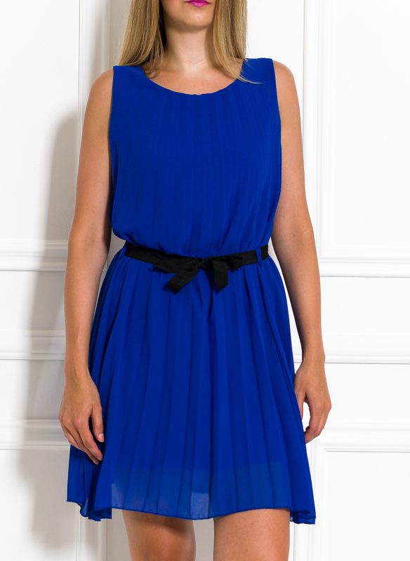 Plisované letné šaty zo šifónu kráľovsky modrej