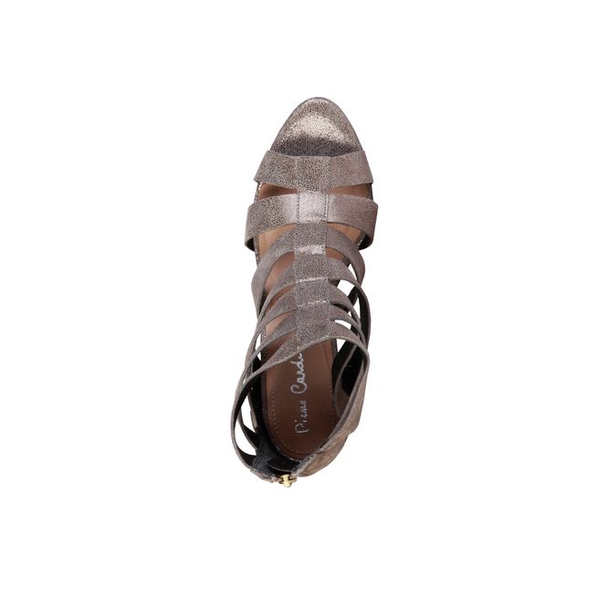 Dámske kožené sandále páskové strieborné