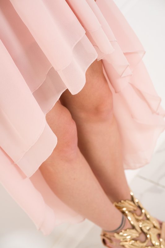 Letní šifonové šaty růžové asymetrické