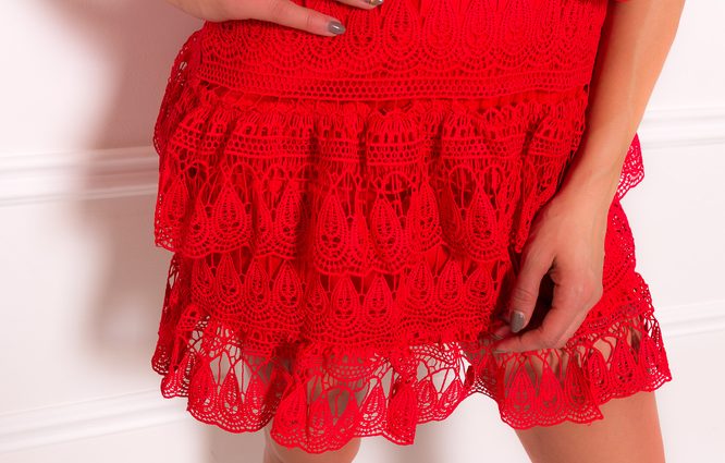 Vestido de encaje de mujer Due Linee - Rojo