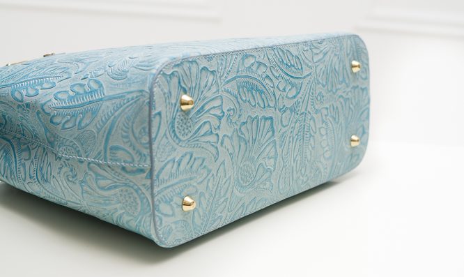 Damska skórzana torebka na ramię Glamorous by GLAM - niebieski