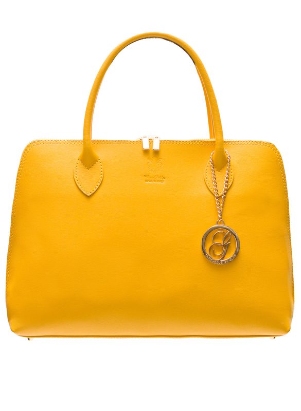 Dámská kožená kabelka ze safiánové kůže - žlutá