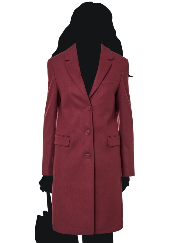 Calvin Klein dámský vínový flaušový kabát