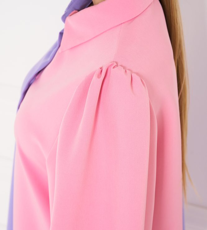 Dámske košeľové šaty fialovo - ružová