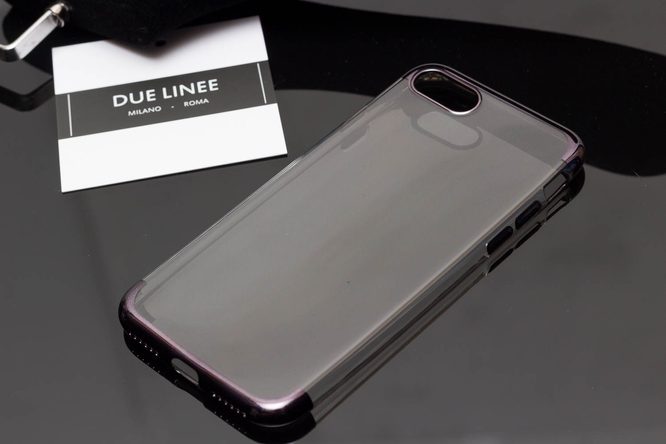 Kryt na Iphone 7/8 - priesvitný s farebnými okrajmi - čierna