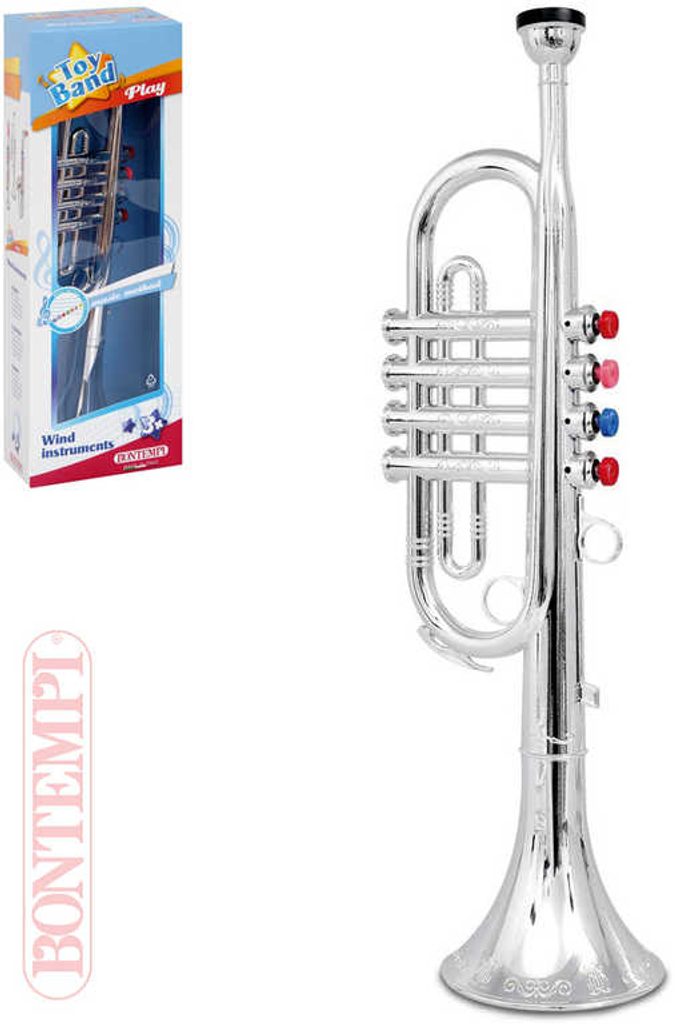 Trumpeta stříbrná dětská 4 klapky plast