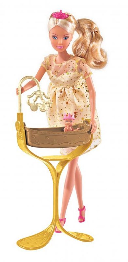 Panenka Steffi těhotná princezna 29cm zlatý set s kolébkou a miminkem | 409  Kč | Zopito.cz