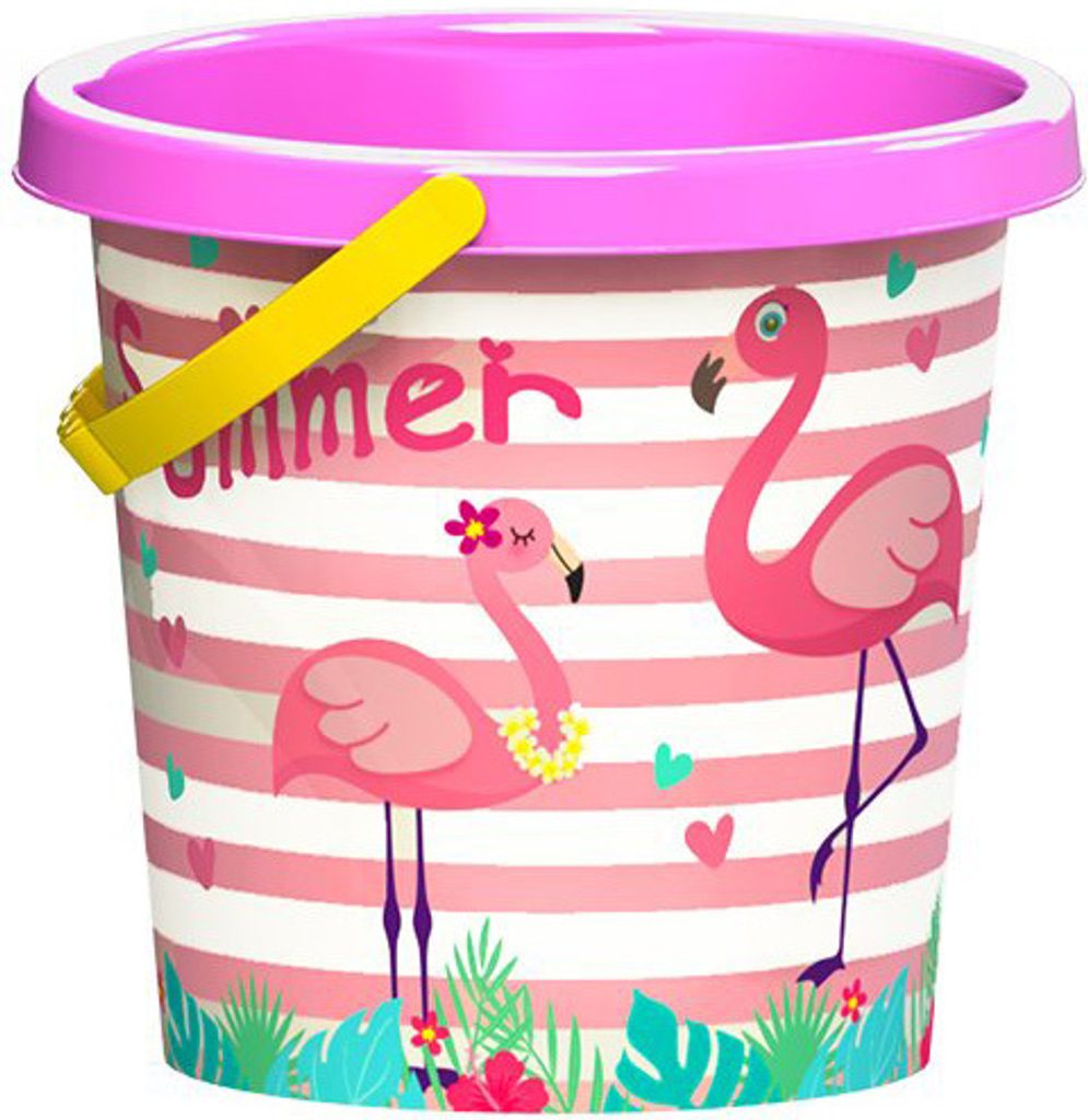 Baby veselý kbelík plameňák 17cm plast pro miminko | 59 Kč | Zopito.cz
