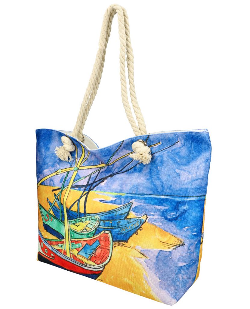 Velká plážová taška v malovaném designu modrá HB007 | 359 Kč | Zopito.cz