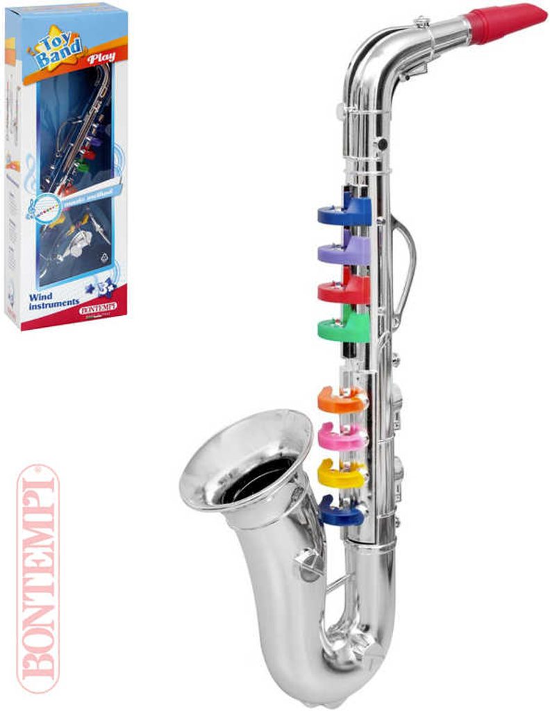 Saxofon dětský stříbrný 8 klapek plast