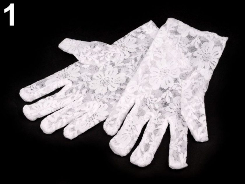 Společenské rukavice dívčí 17 cm krajkové bílé | 109 Kč | Zopito.cz
