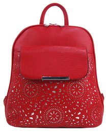 Červený dámský batůžek / kabelka s čelní kapsou