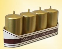 Adventní svíčky válec 40x70mm 4 ks metal zlatá