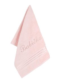 Froté ručník kolekce Linie s výšivkou Babička - 50x100 cm růžová