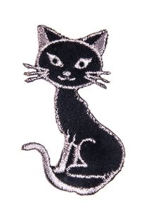 Nažehlovačka kočka černo-stříbrná 40x70mm
