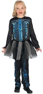 Karnevalový kostým Šaty kostra vel.L (130-140 cm) 9-12 let