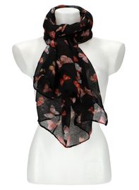Dámský letní barevný šátek s motýlky 174x69 cm černá