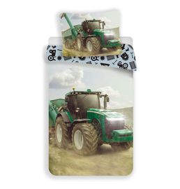 JERRY FABRICS Povlečení Traktor green Bavlna, 140/200, 70/90 cm
