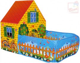 Stan dětský malovaný domeček se zahradou 150x110x90cm