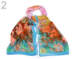 Šifonový šátek květy 50x160 cm