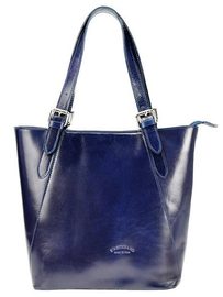Velká tmavě modrá kožená dámská kabelka přes rameno L Artigiano