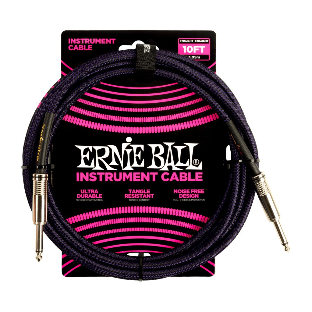 Rockster Music - 6393 Ernie Ball 10ft Braided Straight Straight Instrument  Cable Purple Black - nástrojový kabel 3m - 1ks - Ernie Ball - Kabely -  Kytarové příslušenství, Kytary - Inspirace vaší hudbou