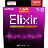 Elixir Nanoweb - Phosphor Bronze - Light - 3-Pack / .012 - .053 / - struny na akustickou kytaru - 3ks